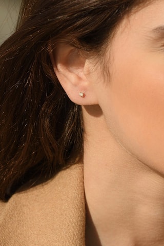 Puces Single Diamond Or jaune et diamants