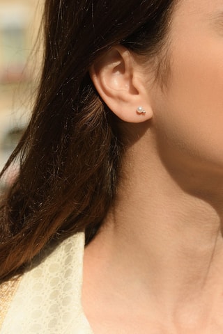 Puces Trio Brillant - Or blanc, diamants et perles de culture