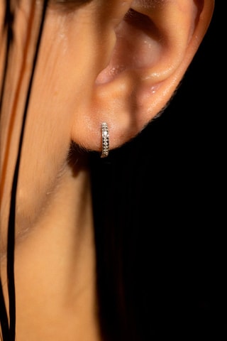 Boucles d'oreilles Anneaux PM - Or blanc et diamants