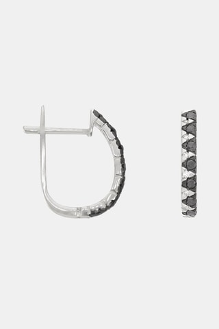 Créoles Black and White - Or blanc, diamants et diamants noirs