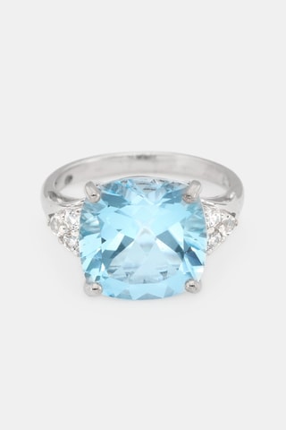 Bague Blue Light Or blanc et topazes