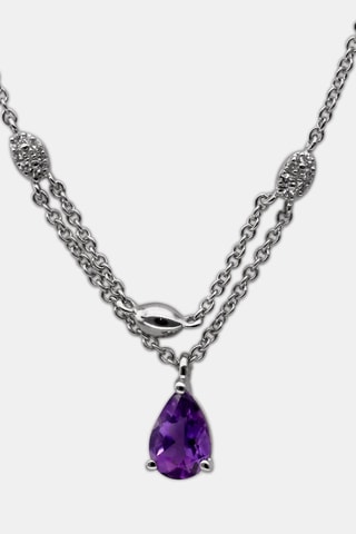 Collier Nastya Or blanc, diamants et améthyste