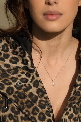 Pendentif Luliwa - Or blanc, diamants et perle de culture