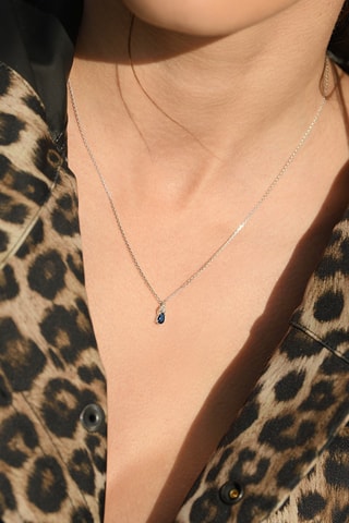 Pendentif Larme de Saphir - Or blanc, saphir et diamants