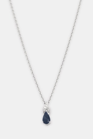 Pendentif Larme de Saphir - Or blanc, saphir et diamants