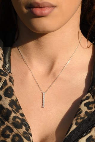 Pendentif Rangée 9 Diamants  - Or blanc et diamants