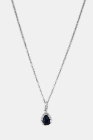 Pendentif Carolina - Or blanc, diamants et saphir 