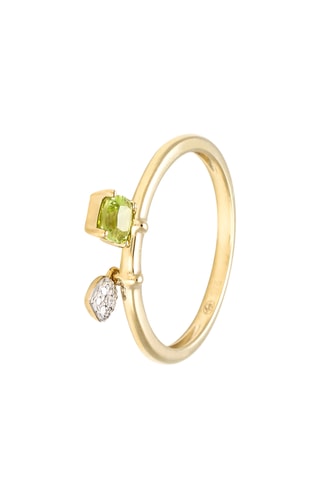 Ring Darling Peridot - Geelgoud, Diamanten en Peridoot