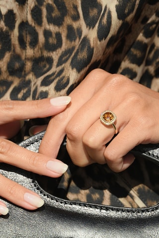 Bague Antique Stone - Or jaune, citrine et diamants