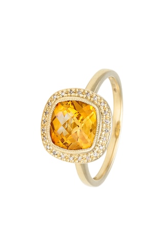 Bague Antique Stone - Or jaune, citrine et diamants