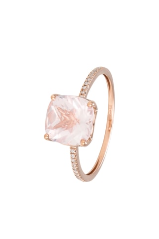 Bague Havva - Or rose, quartz et diamants