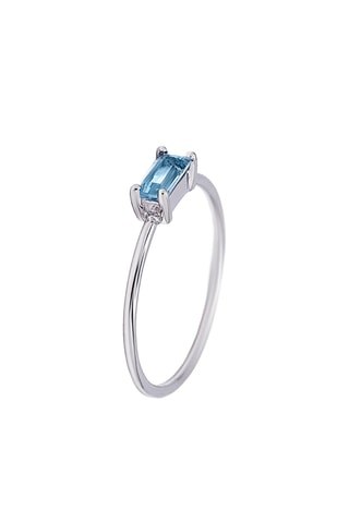 Bague - Or blanc et topaze