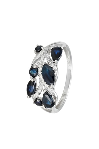 Ring Floral Saphir - Witgoud, Saffieren en Diamanten