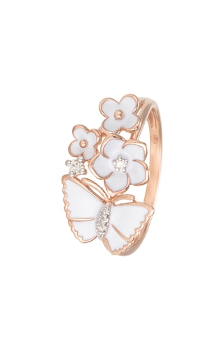 Bague Butinage - Or rose et diamants