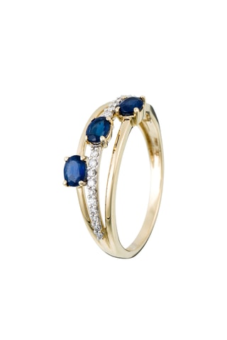 Bague Trio de Saphir - Or jaune, diamants et saphirs