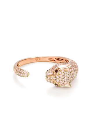 Bague Mafdet - Or rose, diamants et diamants noirs