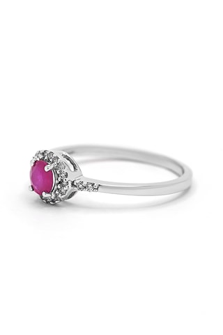 Bague Rond de Rubis - Or blanc, diamants et rubis