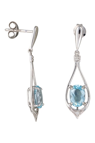 Boucles d’oreilles Brillants - Or blanc, diamants et topazes
