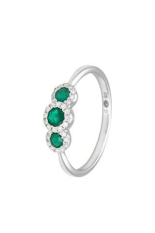 Bague Trio des Emeraudes - Or blanc, diamants et émeraudes