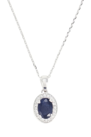 Pendentif Lara - Or blanc, diamants et saphir