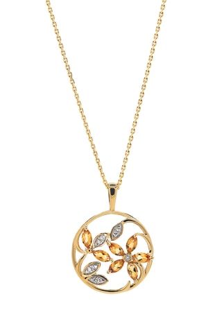 Pendentif Sunny Garden - Or jaune, diamants et citrines