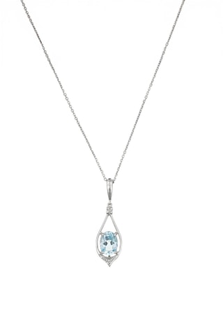 Pendentif Brillant Topaze - Or blanc, diamants et topaze