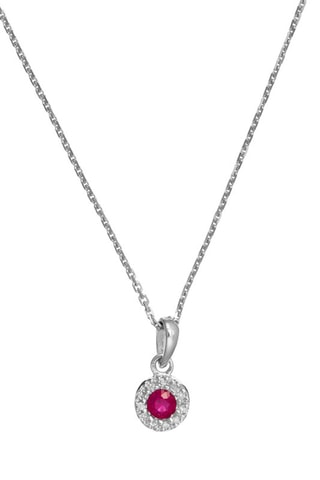 Pendentif Précieux Rubis - Or blanc, diamants et rubis