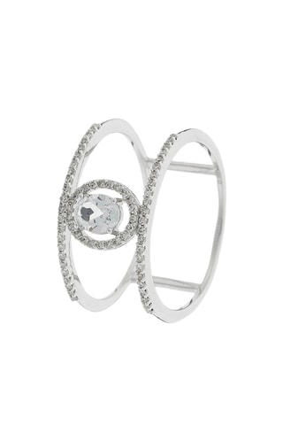 Bague Royaume - Or blanc, diamants et topaze