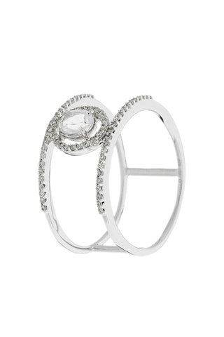 Bague Royaume - Or blanc, diamants et topaze