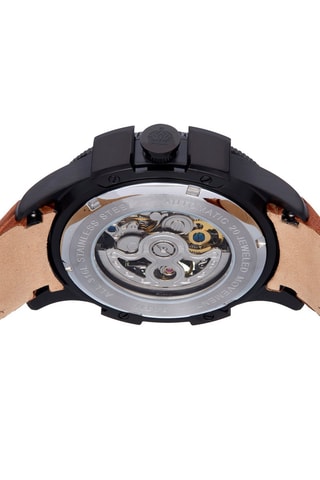 Montre automatique en cuir - Marron, noir et vert