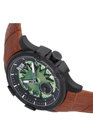 Montre automatique en cuir - Marron, noir et vert