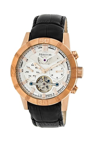 Montre automatique en cuir Hamilton - Noir et doré rose