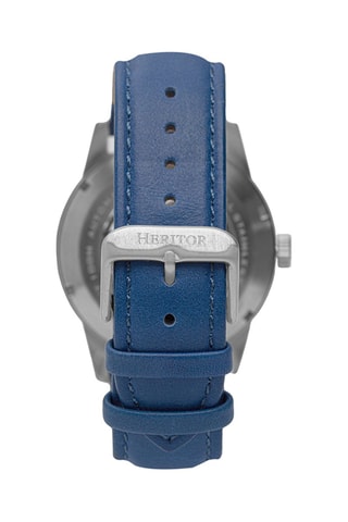 Montre automatique en cuir Jonas - Bleu et argenté