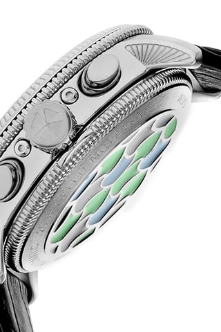 Montre automatique en cuir Aura - Noir et argenté