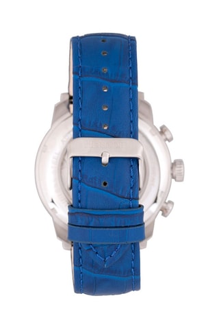 Montre automatique en cuir Arthur - Chronographe - Bleu et argenté