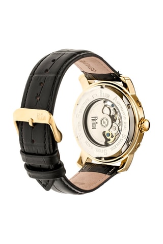 Montre automatique en cuir Kahn - Noir et doré