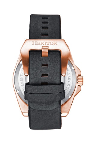 Montre automatique en cuir Romero - Noir et doré rose