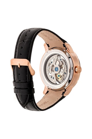 Montre automatique en cuir Ryder - Noir et doré rose