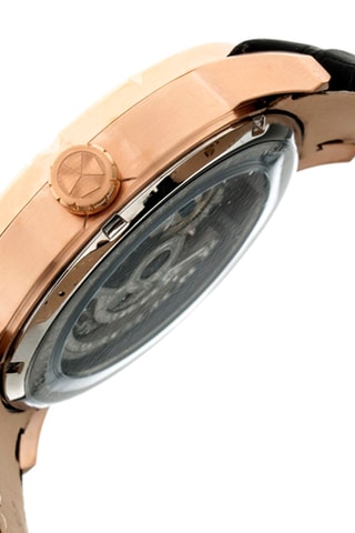 Montre automatique en cuir Ryder - Noir et doré rose