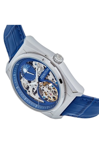 Montre automatique en cuir Daxton -  Bleu et argenté
