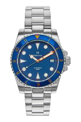 Montre automatique en acier - Argenté et bleu marine