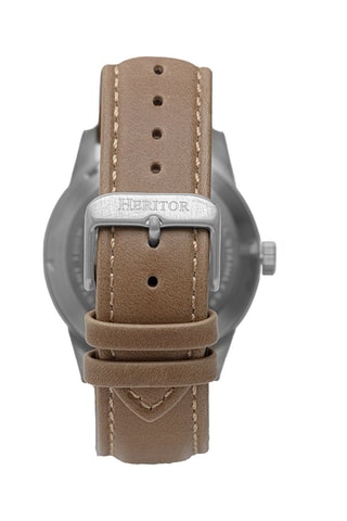 Montre automatique en cuir Jonas - Taupe et argenté