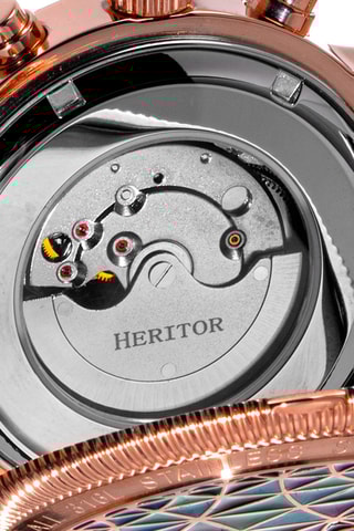 Montre automatique en cuir Legacy - Bleu marine et doré rose