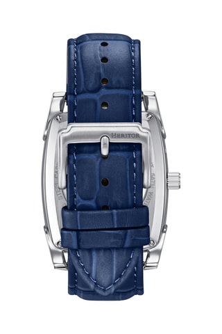 Montre tourbillon automatique en cuir Valentin - Bleu et argenté