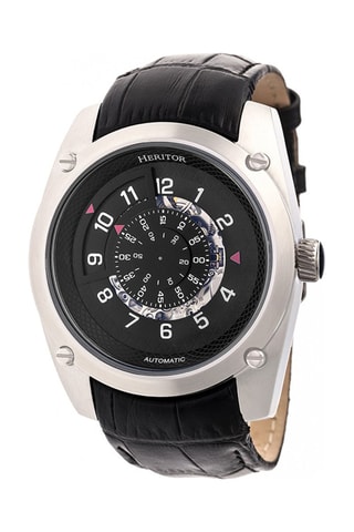 Montre automatique en cuir Daniels - Noir et argenté