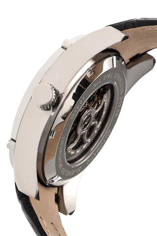 Montre automatique en cuir Daniels - Noir et argenté