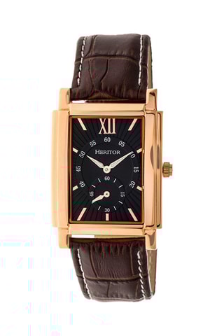 Montre automatique en cuir Frederick - Chronographe - Marron et doré rose