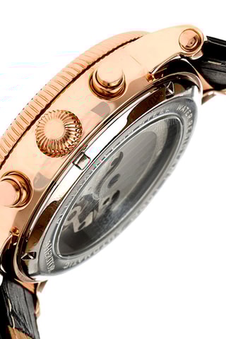 Montre automatique en cuir Winston - Noir et doré rose