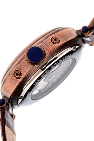 Montre automatique en cuir Ganzi - Marron et doré rose