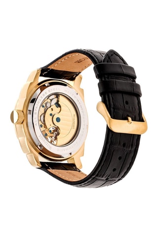 Montre automatique en cuir Helmsley Heritor - Chronographe - Noir et doré